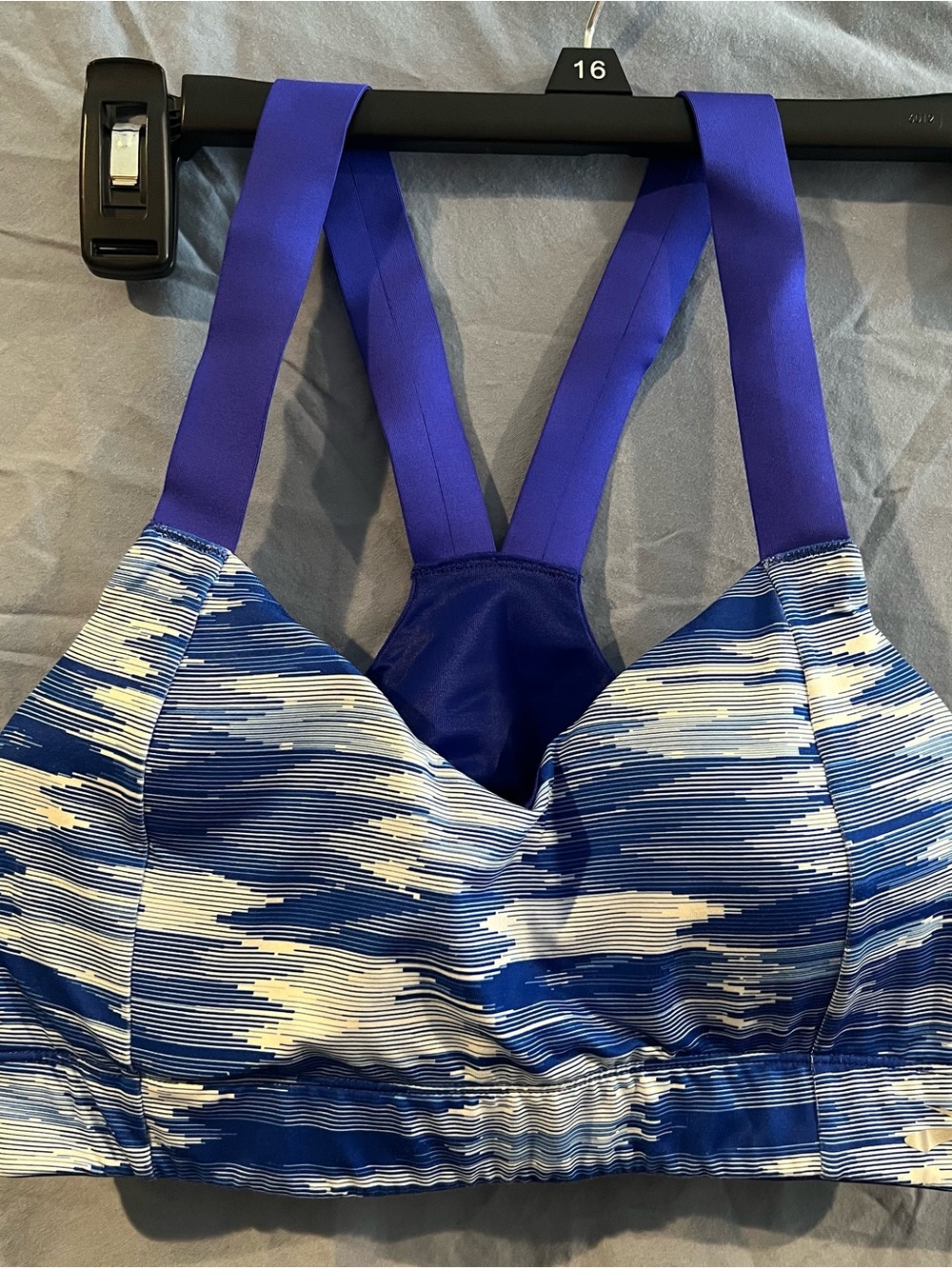 Brooks Blue and White Strappy Sports Bra (XL)